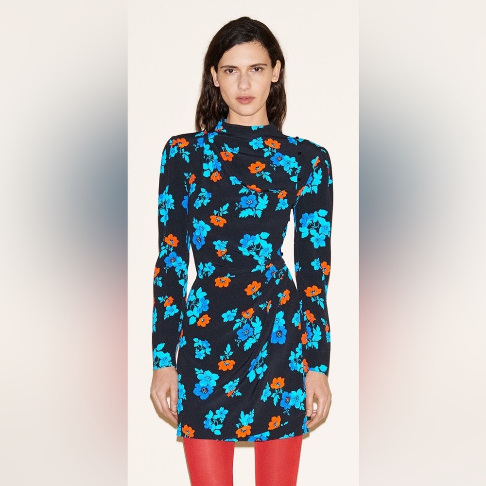 Maje Blue and Orange Mini Dress